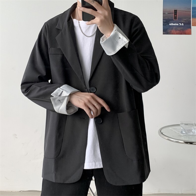 2026秋季新款外套 宽松INS拼色休闲西服潮F02 P75图片