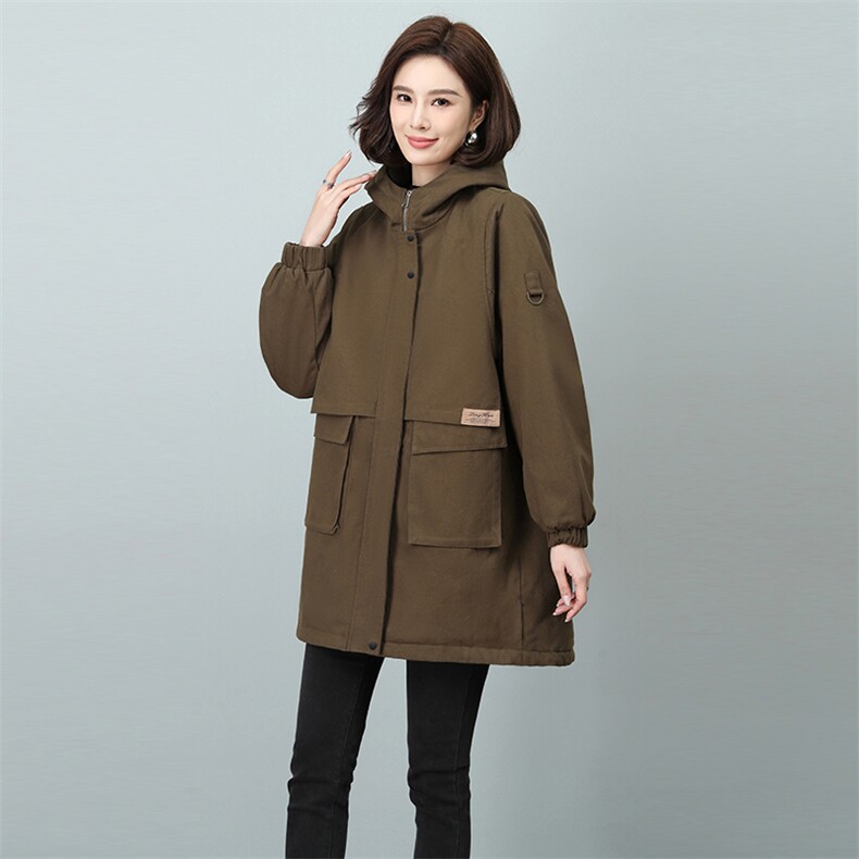 时尚女装派克服加绒加厚保暖宽松外套,女装派克服,秋牧寒烟