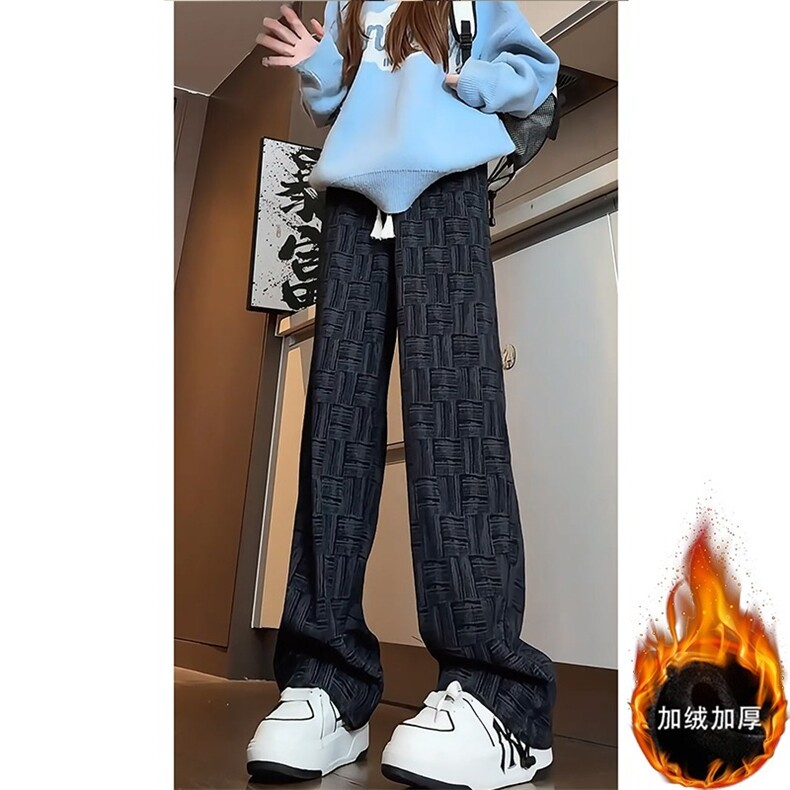 美式复古灯芯绒脏脏裤女款冬季保暖防寒加绒卫裤垂坠感高级感裤子图片