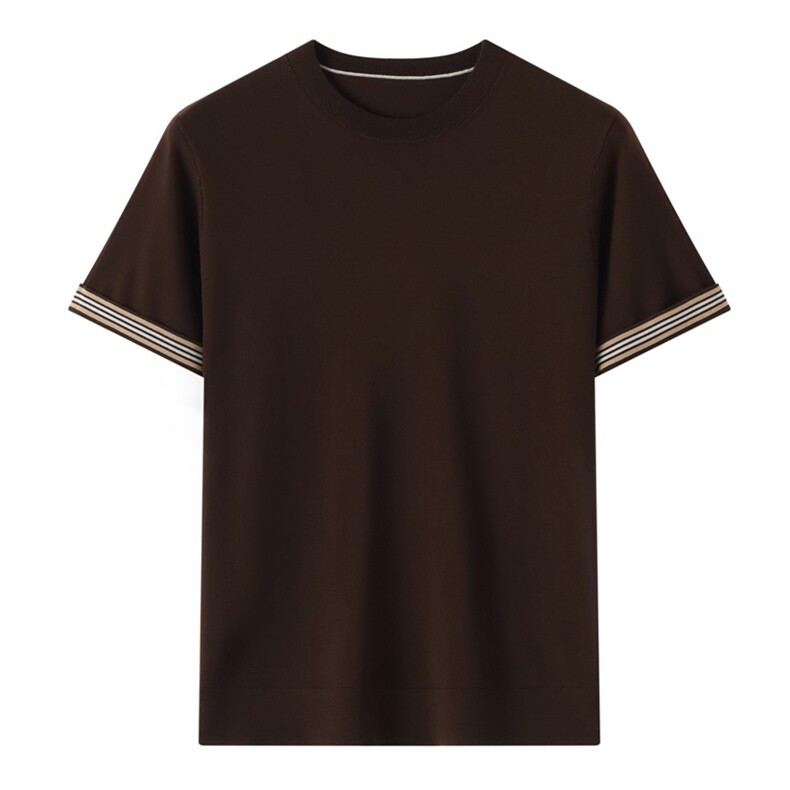 男款夏季简约百搭舒适休闲圆领撞色短袖，男装T恤，昭美羊绒