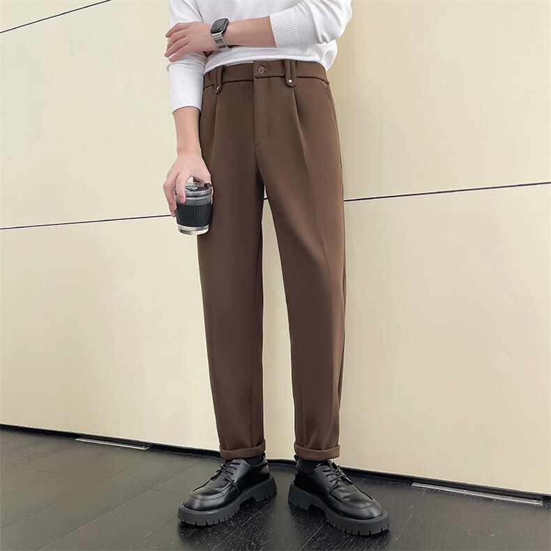 轻熟风~冬季速哲同款重磅加绒毛呢休闲裤X38/P75,男装休闲裤,电商B331
