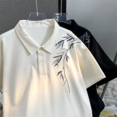 夏季中式刺绣风设计感翻领POLO衫男短袖休闲体恤潮POLO5054-P35，男装Polo衫，星座308B-1