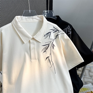 夏季中式刺绣风设计感翻领POLO衫男短袖休闲体恤潮POLO5054-P35图片