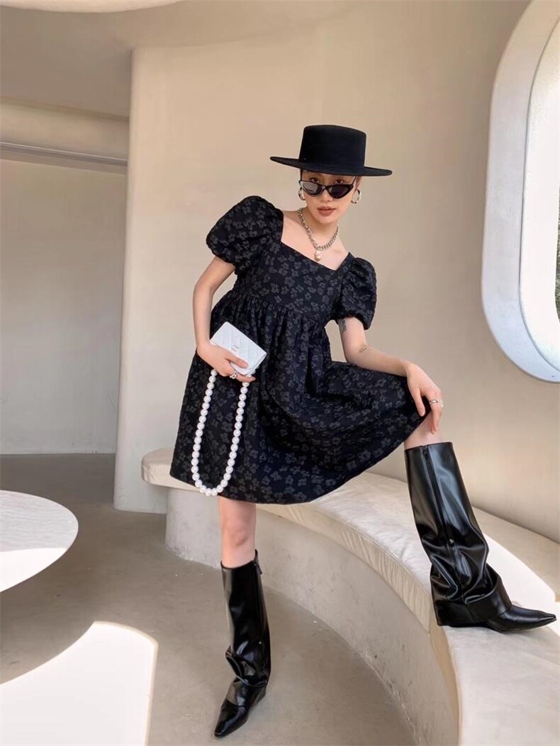 （现货）夏季新款泡泡袖立体印花连衣裙，女装连衣裙，AUDREY WANG