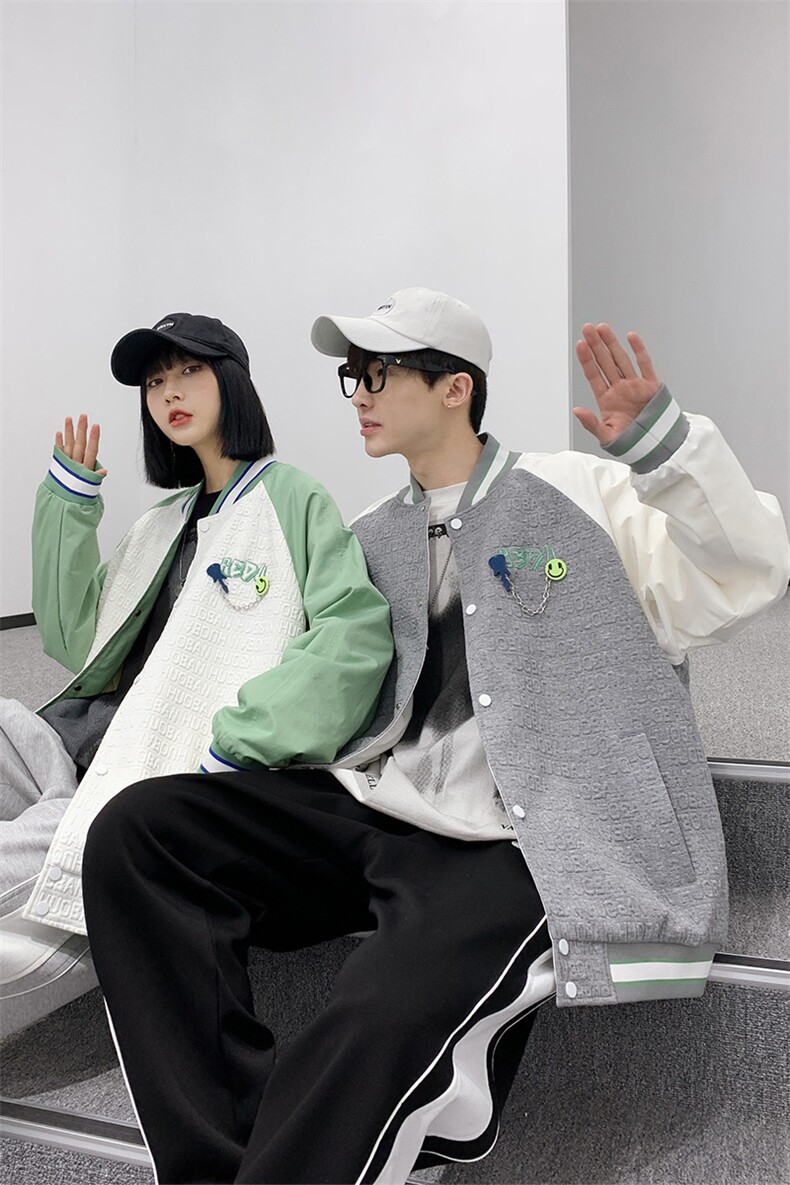 秋装立体印花夹克棒球服男女同款中性风情侣款宽松外套8013-P95,男装夹克,电商A441-1