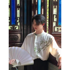 新中式风盘扣印花长袖衬衫男装唐衬衣外套春CS508，男装衬衫，星座208-5