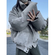 扎染短款pu皮羽绒棉服男女冬季飞机扣立领外套面包服MD852，男装皮衣，星座1116A（原606A-3）