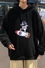 WY2158-P35加绒款-P40纯棉连帽卫衣男大码运动帽衫宽松薄外套男，男装卫衣，电商A040