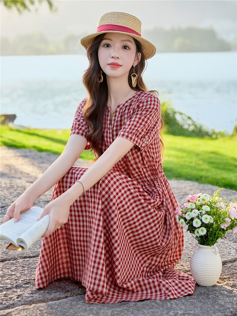 6303时尚显瘦格纹连衣裙,女装连衣裙,倪叶myz