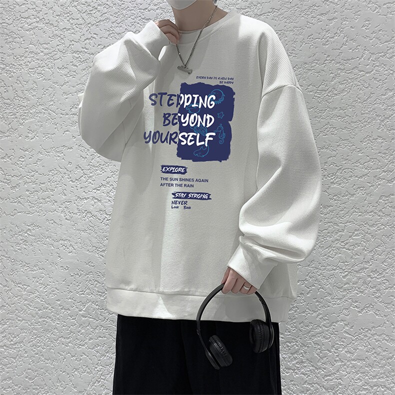 华夫格卫衣圆领卫衣男大码长袖t恤男外套 HW76345-P30图片