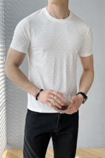B353T8518P38M-3XL夏季2025新款男士冰丝凉感速干短袖T恤白，男装T恤，电商B353