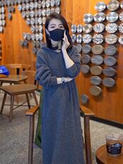 连衣裙女秋冬时尚气质百搭中长款潮流显瘦裙子，女装连衣裙，恩泰羊绒