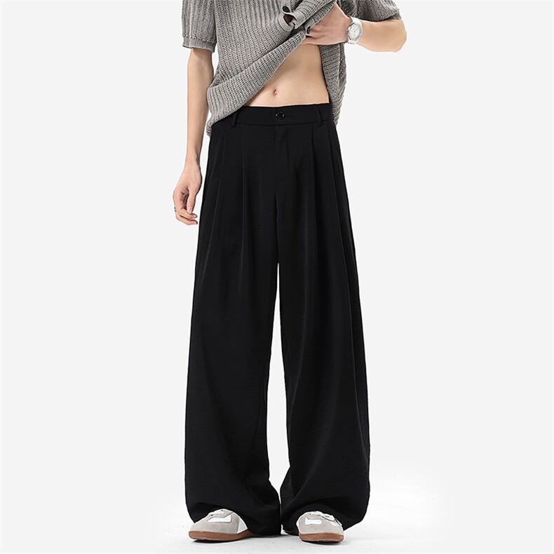 无影墙夏季阔腿西裤男老钱风双褶垂感百搭休闲裤子-A2403P38控68，男装西裤，电商B241