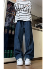 现货原宿复古水洗阔腿工装灯笼裤宽松大码牛仔裤男K660-P55控78，男装牛仔裤，星座205-5