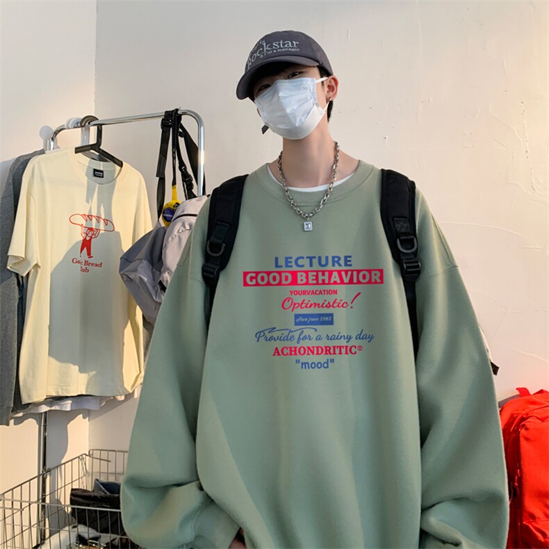！圆领卫衣男装港风长袖T恤男外套男WY148-P28,男装卫衣,电商B367