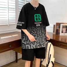 夏上新学生潮毛巾绣运动半袖套装印花短裤T恤男女6639-P60控价88，男装T恤，电商A441-1