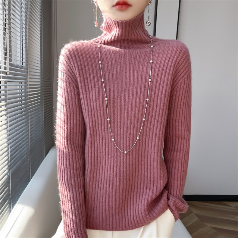 加厚高领羊毛衫女宽松套头毛衣大码秋冬新款针织打底衫图片