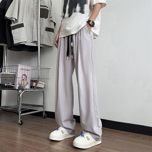 夏季大码抽绳松紧腰带褶冰丝防蚊直筒休闲长裤K8498-P25【特价】图片