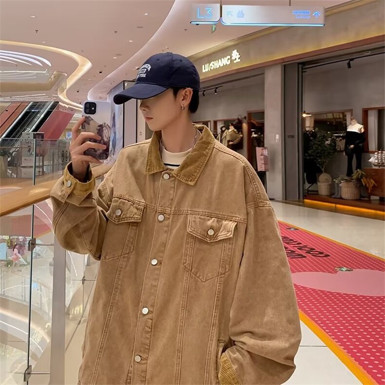 美式复古高街牛仔外套男春秋季ins潮牌hiphop宽松夹克衫JK868-p68,男装夹克,星座1008