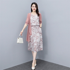 风衣连衣裙两件套女2024年春秋新款时尚气质女神范洋气碎花裙套装，女装套装/套裙，牡丹诺