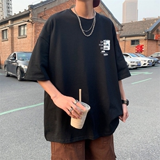 夏季港风棉宽松圆领230克纯棉短袖T恤上衣-T741-P20，男装T恤，星座310B