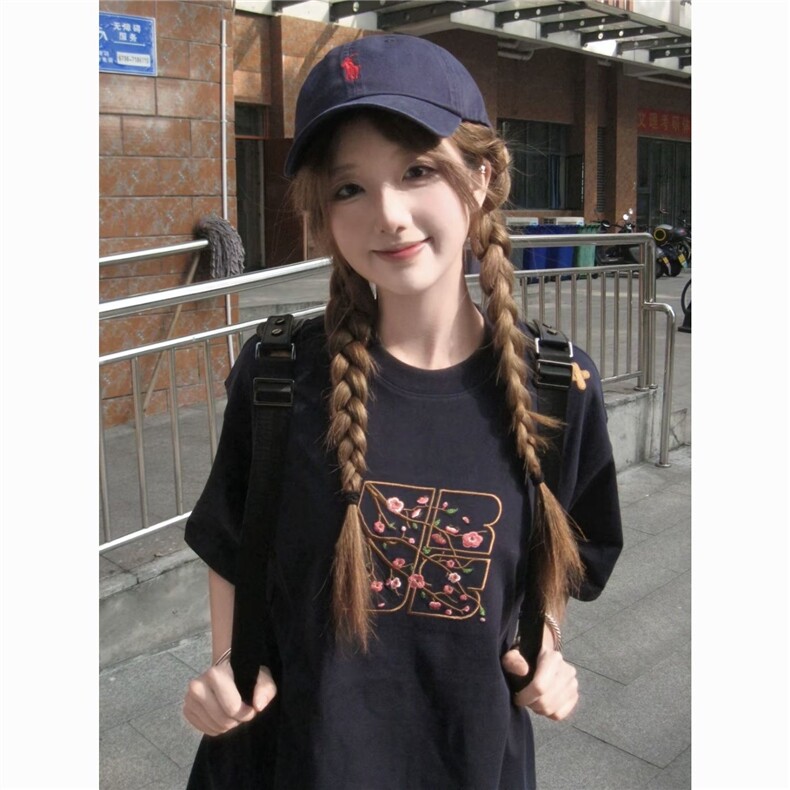 H0520-p35刺绣设计感纯棉短袖t恤女,女装T恤,星座617A-2