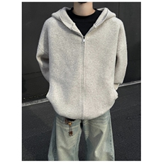网络图，拉链连帽开衫男百搭毛衣秋冬针织衫XZ302B-1-M7209P58，男装针织衫/毛衣，星座302B-1