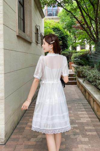 天丝压花边时尚连衣裙，女装连衣裙，天使公主