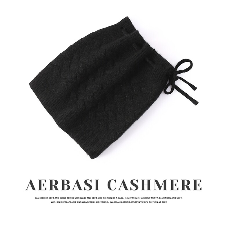 时尚保暖羊绒针织帽多功能脖套两用帽经典黑色设计舒适百搭，帽子，蒙娇羊绒