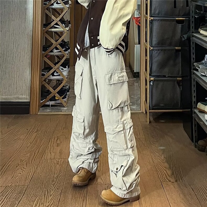 欧美街头hiphop工装裤男春秋潮牌嘻哈多口袋休闲裤宽松直筒拖地裤,男装休闲裤,四季星座218-1