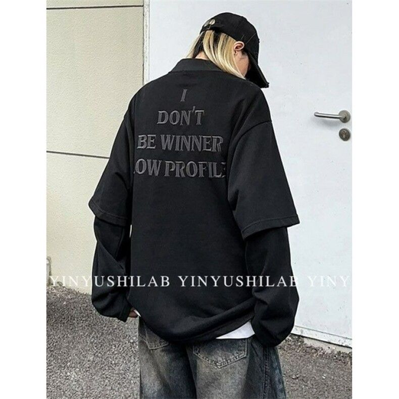 假两件小高领字母刺绣卫衣男女秋季高街宽松百搭卫衣T24，男装卫衣，星座1116A（原606A-3）