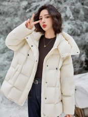 （现货带检可穿到150斤）水衣源8811款连帽宽松加厚泡芙羽绒服，女装羽绒服，水衣源