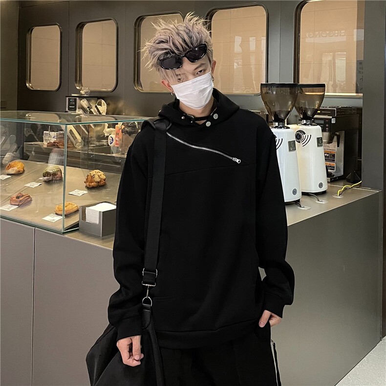 网络图现货美式高街重磅街头嘻哈拉链拼接男女连帽卫衣JW14-P58,男装卫衣,星座715-7