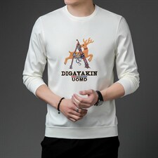 中年男士长袖秋季2023新款商务休闲印花卫衣潮流时尚百搭上衣，男装卫衣，电商B212（原钱塘6029）