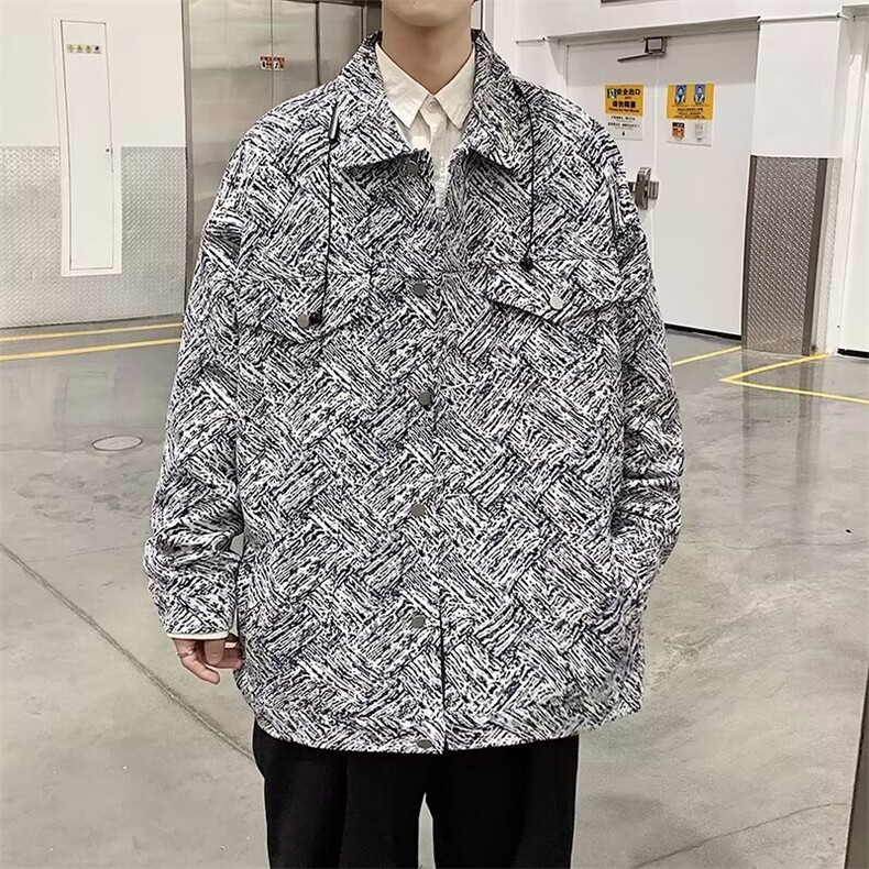 Y8094-P45扎染牛仔外套男秋季小香风休闲衣服春秋款潮牌宽松,男装工装外套,电商B323A