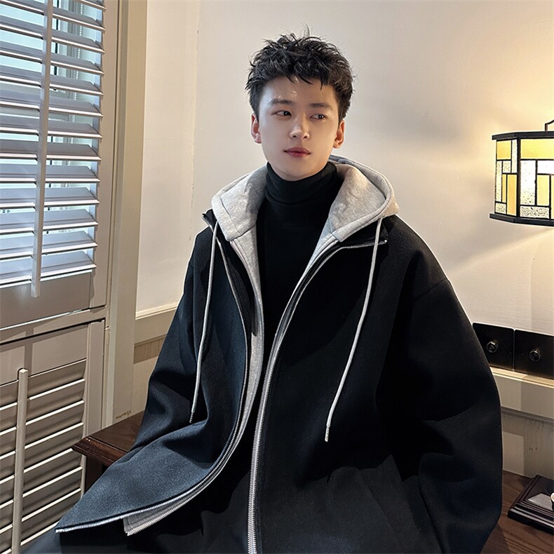 秋冬纯色假两件呢料休闲百搭夹克外套A071-F30-P118,男装夹克,电商A071