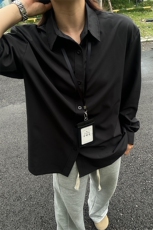 四季薄款冰丝长袖衬衫男简约纯色垂感休闲长袖痞帅衬衣CS031-P28，男装衬衫，星座301C-5