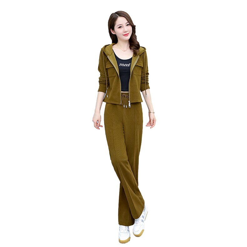 运动服时尚套装女2023春秋季新款气质休闲连帽外套直筒裤子两件套,女装套装/套裙,依如秀(原杭风阁)
