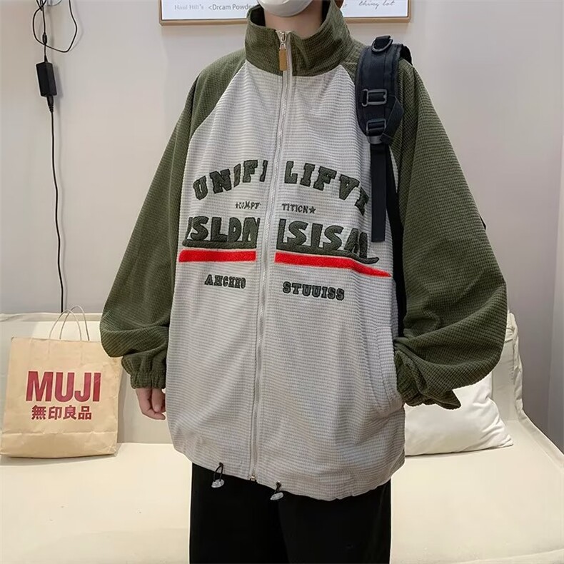 春季新款美式男外套华夫格玉米粒字母刺绣夹克WT39P65,男装夹克,星座1116-2