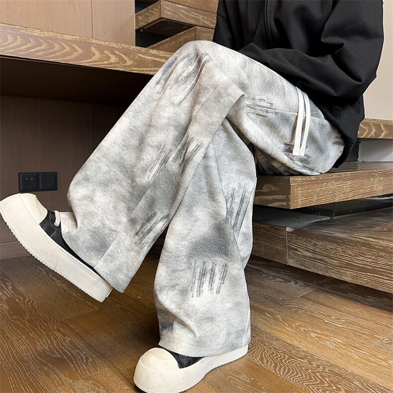 K25105特批25控49秋季新款潮牌扎染休闲裤男慵懒美式直筒裤男裤子,男装休闲裤,电商D229A