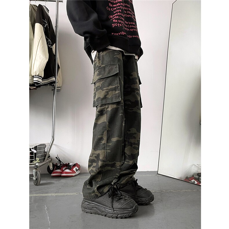 现货~美式复古vibe高街休闲裤迷彩水洗工装裤1XZ502-K728-P55控78，男装工装外套，星座502