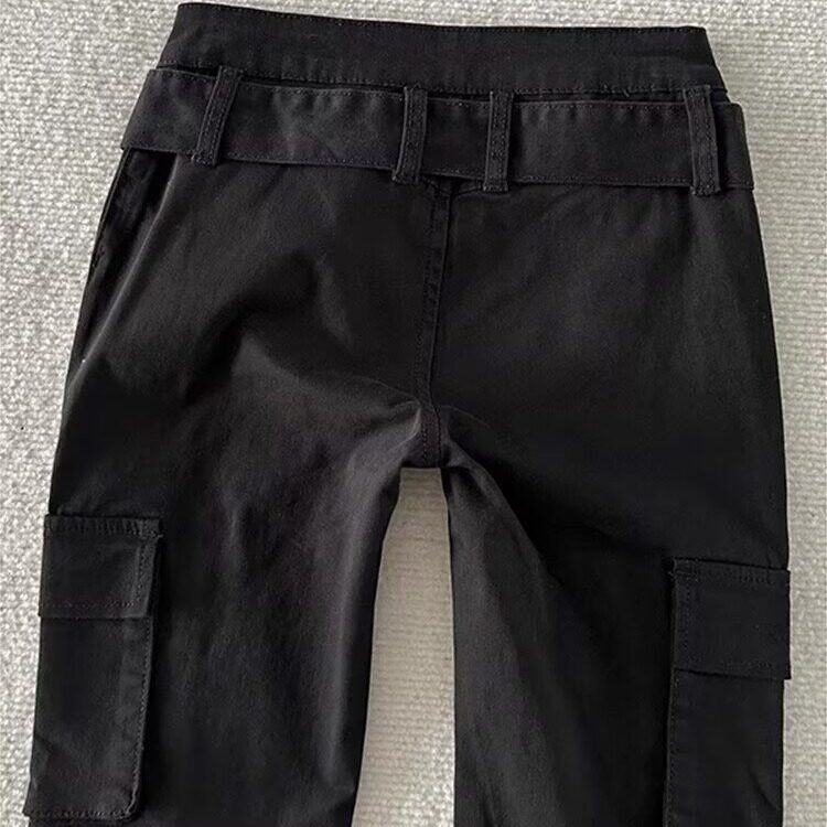 美式复古铆钉装饰直筒微喇叭裤男女新款修身显瘦拖地裤LA502-P53,男装休闲裤,星座1008