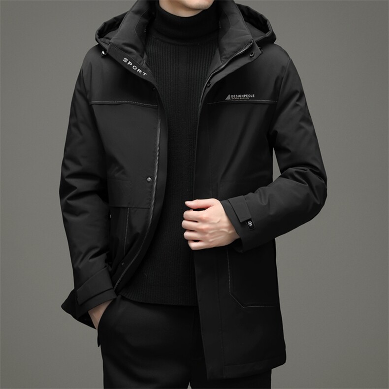 男装上衣厚款保暖连帽羽绒服中长款男士外套休闲冬季ZG2916-P360图片