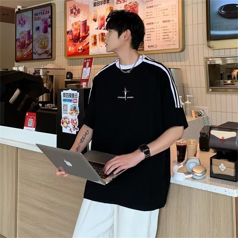 C339-P36美式高街潮流休闲上衣2024夏季新款设计感短袖T恤男现货,男装T恤,星座512-6