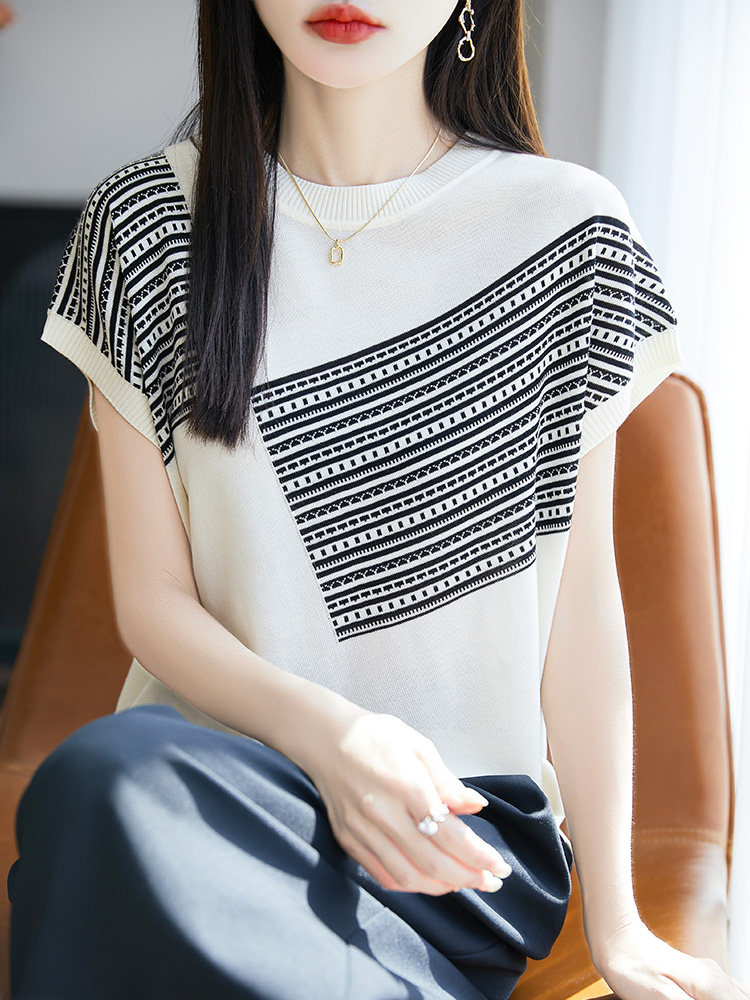 其他圆领常规2025年夏季夏季短袖女宽松显瘦洋气休闲百搭上衣T恤,女装T恤,暖圣羊羊绒