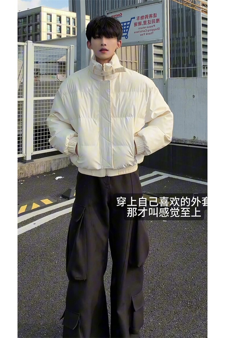 经典短款设计舒适港风文艺上衣秋冬新款个性时髦棉衣HY875P95,男装棉衣,电商A102B
