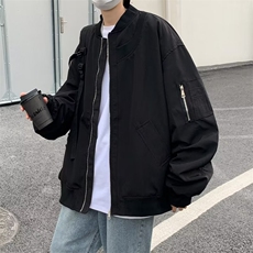 欧美高街外套男春秋痞帅飞行员夹克美式宽松棒球服潮JK08820-P55，男装夹克，星座308B-2