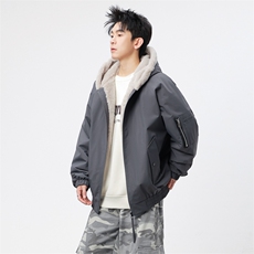 自家图有视频加绒毛领棉衣冬季新款雕宽松连帽派克棉服M2555p88，男装棉衣，电商D315