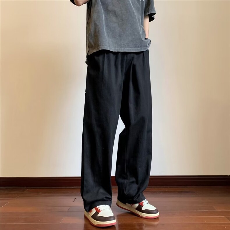 纯棉特厚潮牌休闲裤宽松型中低腰长裤绣标微弹纯色潮流运动裤K100,女装休闲裤,星座310B-1