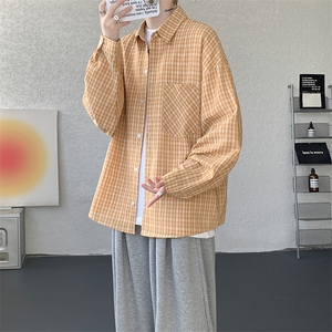 衬衫男春季新款港风宽松格子长袖衬衫CS802-特P28图片